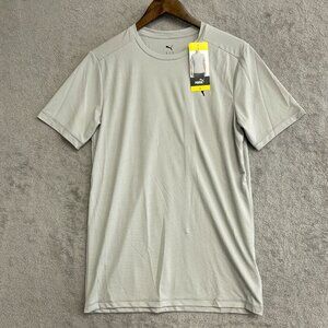 NEW Puma Men's S Tan T-Shirt 100% Polyester Crew neck Striped